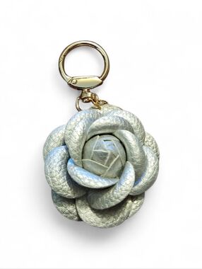 Camellia Flower Fashion Bag Charm /Keychain - SILVER ~ NWOT